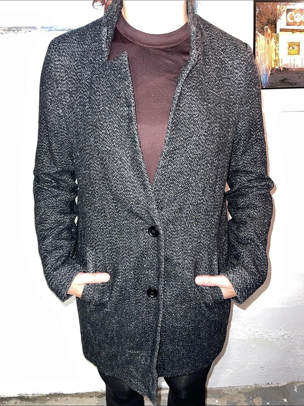 Banana Republic Houndstooth Blazer in Gray & Black Size Small Like New